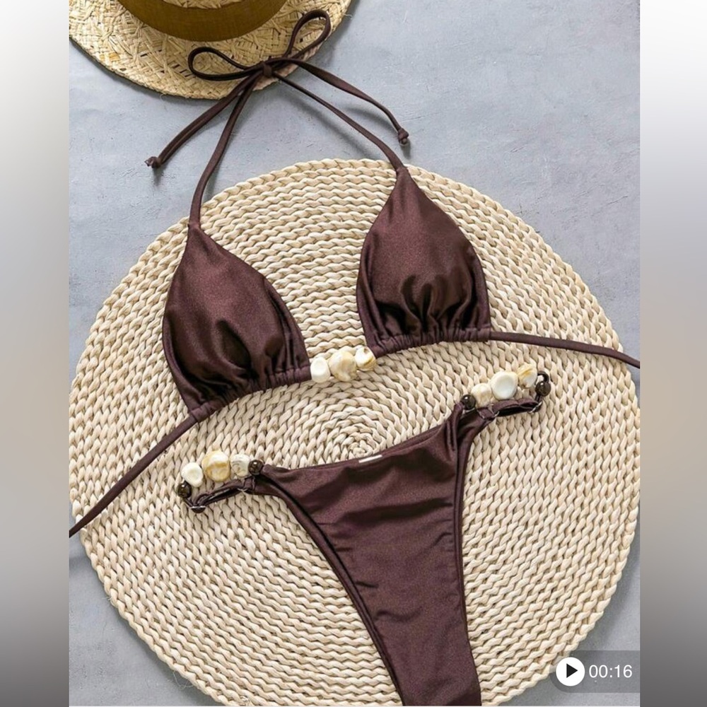 Brown beaded bikini